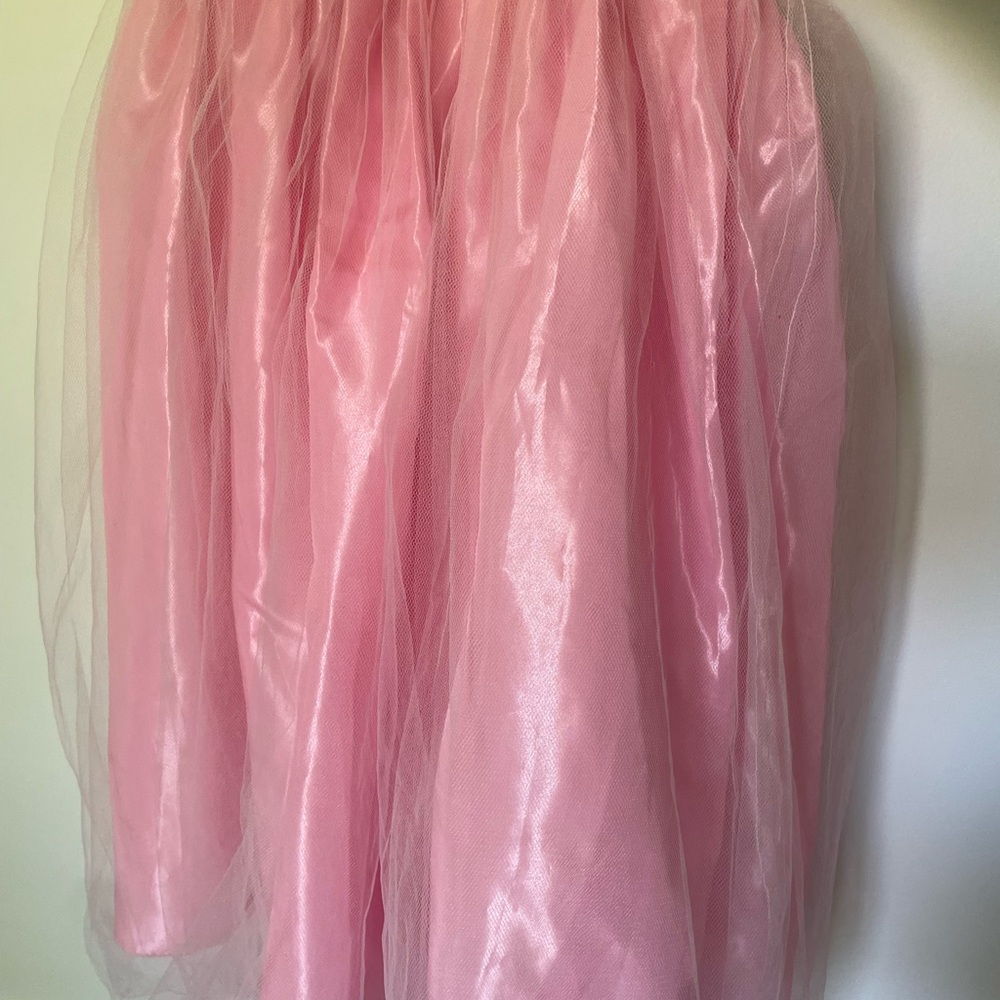 🌸 Pink Satin and Tulle Midi Skirt